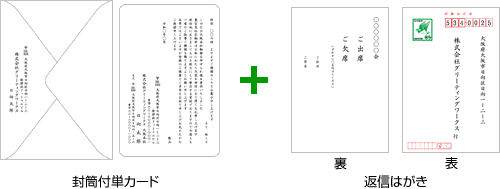 封筒付単カード＋返信はがき